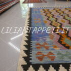 kilim afghano da salotto multicolore in lana 238x174 cm