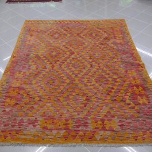 kilim orientale afghano da salotto color arancione