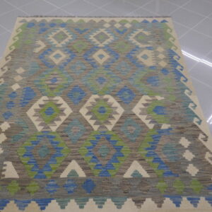 kilim afghano da salotto multicolore grigio azzurro