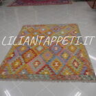 kilim afghano da salotto multicolore in lana 190x158 cm