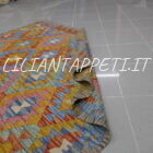 kilim afghano da salotto multicolore in lana 190x158 cm