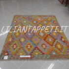 kilim afghano da salotto multicolore in lana 190x158 cm