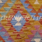 kilim afghano da salotto multicolore in lana 190x158 cm