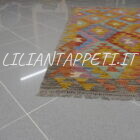 kilim afghano da salotto multicolore in lana 190x158 cm