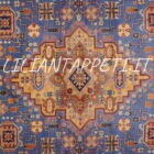 tappeto cinese khotan da salotto fondo azzurro in lana 285x179 cm