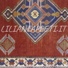 Piccolo Tappeto persiano Gashgai Kashkuli fondo rosso mattone lana su cotone 62x65 cm