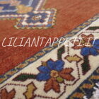 Piccolo Tappeto persiano Gashgai Kashkuli fondo rosso mattone lana su cotone 62x65 cm