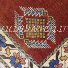 Piccolo Tappeto persiano Gashgai Kashkuli fondo rosso mattone lana su cotone 62x65 cm
