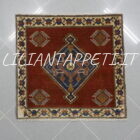 Piccolo Tappeto persiano Gashgai Kashkuli fondo rosso mattone lana su cotone 62x65 cm