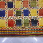 tappeto persiano Gabbeh gashgai fondo multicolore a quadretti da salotto in lana 239x259 cm