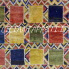 tappeto persiano Gabbeh gashgai fondo multicolore a quadretti da salotto in lana 239x259 cm