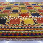 tappeto persiano Gabbeh gashgai fondo multicolore a quadretti da salotto in lana 239x259 cm