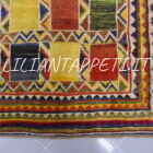 tappeto persiano Gabbeh gashgai fondo multicolore a quadretti da salotto in lana 239x259 cm