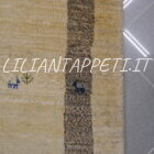 piccolo tappeto persiano gabbeh fondoletto scendiletto fondo avorio in lana 145x49 cm