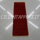 tappeto persiano scendiletto fondoletto gabbeh color rosso bordeaux in lana 143x48 cm