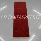 tappeto persiano scendiletto fondoletto gabbeh color rosso bordeaux in lana 143x48 cm