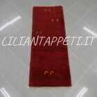tappeto persiano scendiletto fondoletto gabbeh color rosso in lana 141x53 cm