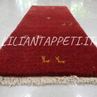 tappeto persiano scendiletto fondoletto gabbeh color rosso in lana 141x53 cm