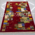tappeto persiano moderno Gabbeh gashgai kashkuli fondo rosso in lana 205x147 cm