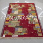 tappeto persiano moderno Gabbeh gashgai kashkuli fondo rosso in lana 205x147 cm