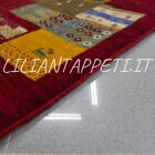 tappeto persiano moderno Gabbeh gashgai kashkuli fondo rosso in lana 205x147 cm