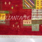 tappeto persiano moderno Gabbeh gashgai kashkuli fondo rosso in lana 205x147 cm
