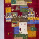 tappeto persiano moderno Gabbeh gashgai kashkuli fondo rosso in lana 205x147 cm