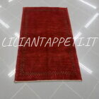 piccolo tappeto persiano gabbeh gashgai kashkuli scendiletto fondo rosso in lana 130x78 cm