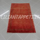 piccolo tappeto persiano gabbeh gashgai kashkuli scendiletto fondo rosso in lana 130x78 cm