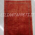 piccolo tappeto persiano gabbeh gashgai kashkuli scendiletto fondo rosso in lana 130x78 cm