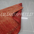piccolo tappeto persiano gabbeh gashgai kashkuli scendiletto fondo rosso in lana 130x78 cm