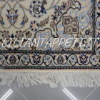 piccolo tappeto persiano nain 9 fili fondo avorio azzurro 139x80 cm