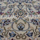 piccolo tappeto persiano nain 9 fili fondo avorio azzurro 120x80 cm