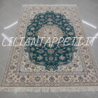 tappeto persiano nain elegante da salotto color verde 233x156 cm