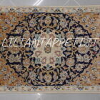 piccolo tappeto persiano nain 9fili fondo blu 74x56 cm