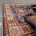 tappeto orientale moderno kazak fondo blu 141x98 cm in lana