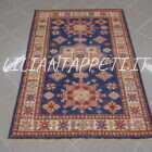 tappeto orientale moderno kazak fondo blu 141x98 cm in lana