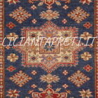 tappeto orientale moderno kazak fondo blu 141x98 cm in lana