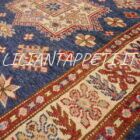 tappeto orientale moderno kazak fondo blu 141x98 cm in lana