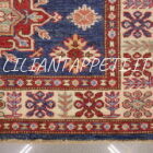 tappeto orientale moderno kazak fondo blu 141x98 cm in lana