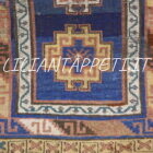 piccolo tappeto caucasico kazak antico 139x79 cm fondo blu
