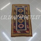 piccolo tappeto caucasico kazak antico 139x79 cm fondo blu
