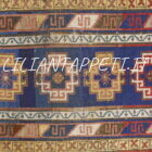 piccolo tappeto caucasico kazak antico 139x79 cm fondo blu
