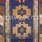 piccolo tappeto caucasico kazak antico 139x79 cm fondo blu