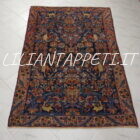 antico tappeto persiano fereydan fondo blu ed splendidi colori con i fiori da salotto 201x140 cm