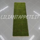 tappeto persiano scendiletto fondoletto gabbeh verde in lana 148x51 cm