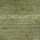 tappeto persiano scendiletto fondoletto gabbeh verde in lana 148x51 cm