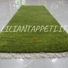 tappeto persiano scendiletto fondoletto gabbeh verde in lana 148x51 cm