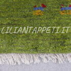 tappeto persiano scendiletto fondoletto gabbeh verde in lana 148x51 cm