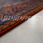 antico tappeto persiano keshan fondo blu floreale 203x130 cm lana su cotone